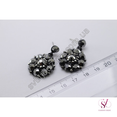 Сережки кільця зі стразами 3 см * 0.6 см Купити