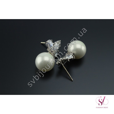 Сережки зі стразами Swarovski та перлами SVT 6609 Купити