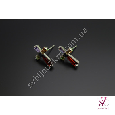 Сережки Хрести з кольоровими стразами Swarovski SVT 6776 Купити