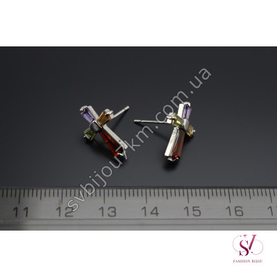 Сережки Хрести з кольоровими стразами Swarovski SVT 6776 Купити опт