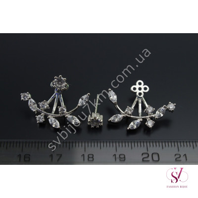 Сережки Джекети зі стразами Swarovski модні Купити