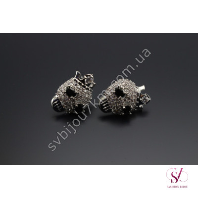 Сережки Череп з короною SVT 6852 срібло Купити