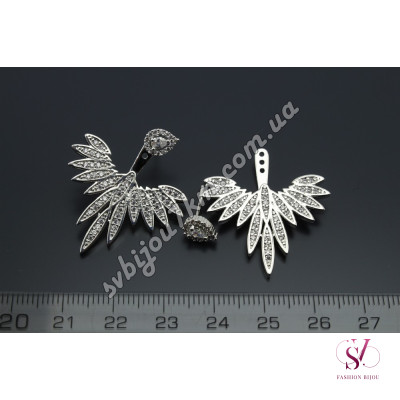 Сережки Джекети зі стразами Swarovski стильні Купити опт